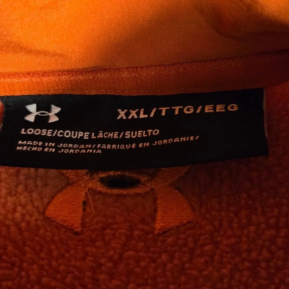 Under Armour Mens XXL Orange Heather Quarter Zip Fleece Pullover Chest Pocket